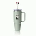 Guzzr 40oz Insulated Stainless Steel Tumbler with Straw Lid and Handle- Green