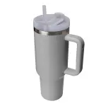 40oz Grey Tumbler  With Handle, Stainless Steel, Insulated