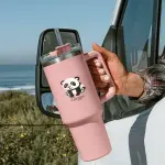 Guzzr 40oz Insulated Stainless Steel Tumbler with Straw Lid and Handle- Pink