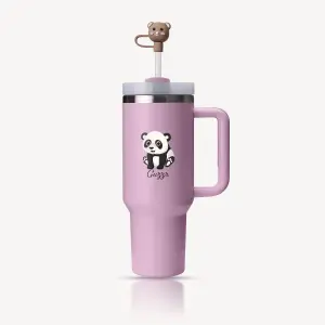 Guzzr 40oz Insulated Stainless Steel Tumbler with Straw Lid and Handle- Purple