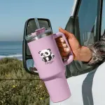 Guzzr 40oz Insulated Stainless Steel Tumbler with Straw Lid and Handle- Purple