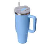 40oz Blue Tumbler With Handle, Stainless Steel, Insulated