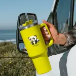 Guzzr 40oz Insulated Stainless Steel Tumbler with Straw Lid and Handle- Yellow